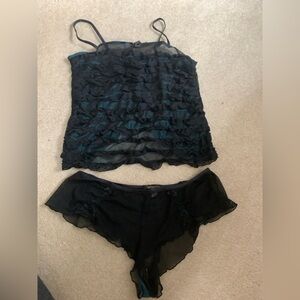 Elegant Black Lace Camisole and Panty Set, NWOT